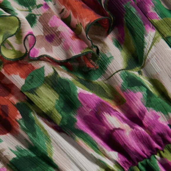 RESERVED Floral Green Maxi Dress, Long Sleeved, size XL - Picture 5 of 5